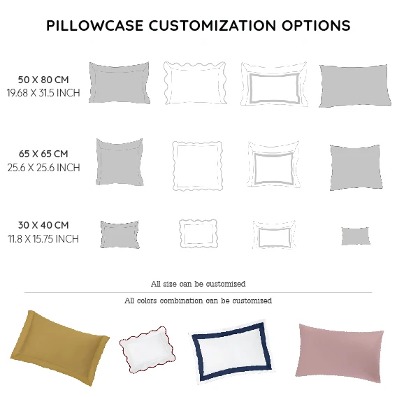 Top Italian Quality 300 Tc Satin Cotton Small Decorative Pillowcase