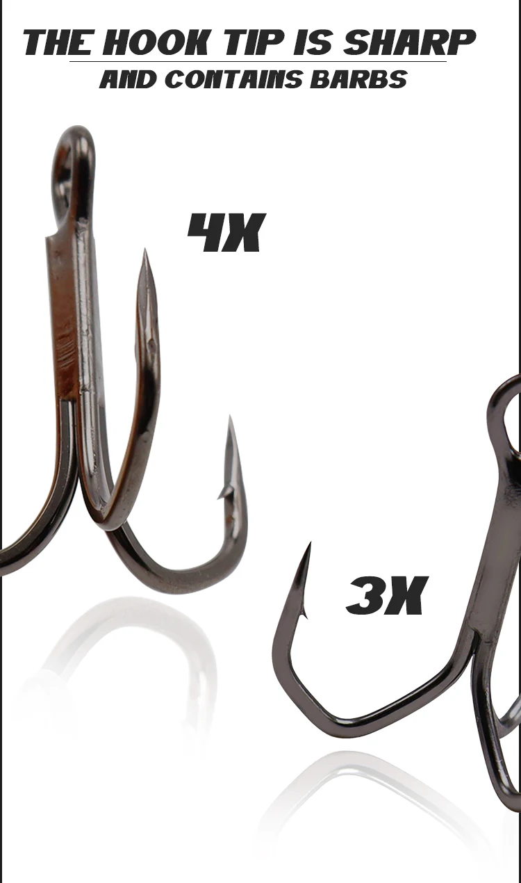 New Design High Carbon Steel Hooks Bulk 3x 4x Triple Fishing Hook