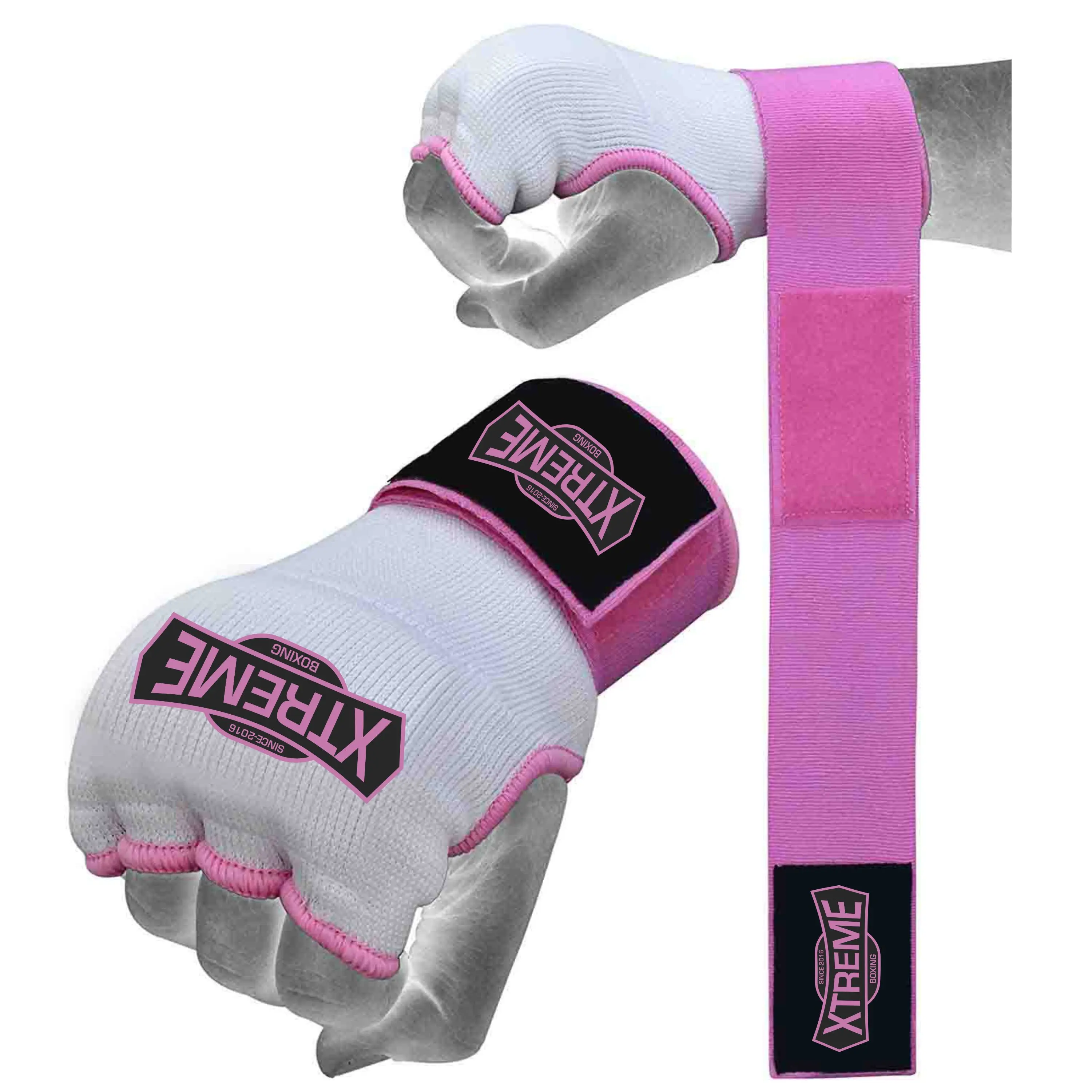 Gel Gloves Punch Bag Hand Quick Wraps Boxing Padded Inner UFC Gear MMA Pink 