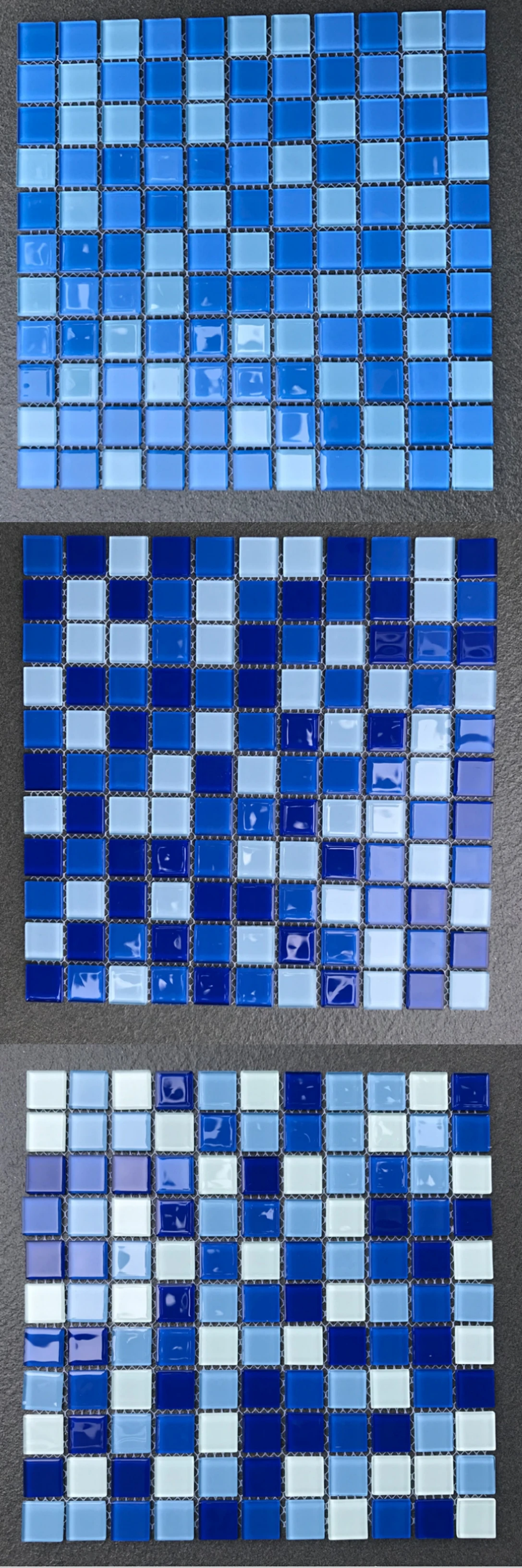 low price 1x1 blue iridescent crystal glass mosaic tile