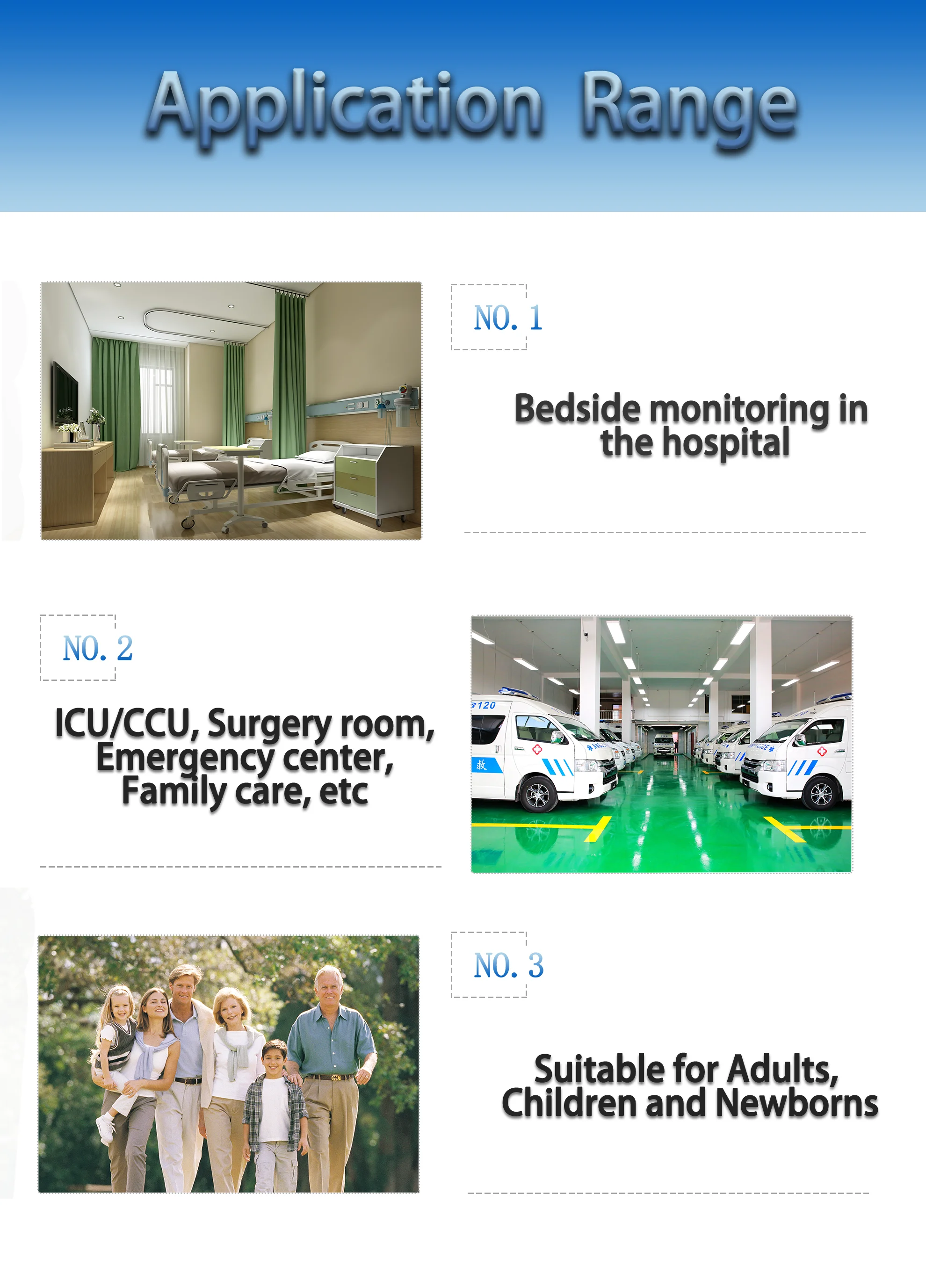 Emergency Hospital Apparatus Touch Screen Patient Monitor with 2 Years Warranty and GB/T18830-2009 Safety Standard for ICU Vital Sign Monitoring