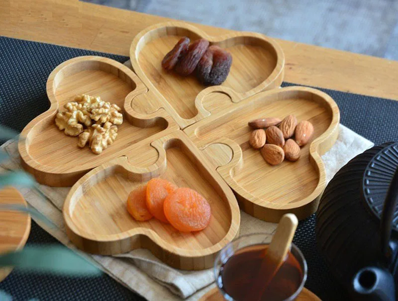 Bambus-Tablett platte fr Puzzle-Nsse, Vorspeise, Snack und Frhstck