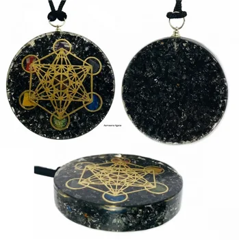 Black Tourmaline Reiki Healing Metatron Cube Chakra Orgone Pendants Necklace Wholesale Orgonite Pendants For sale