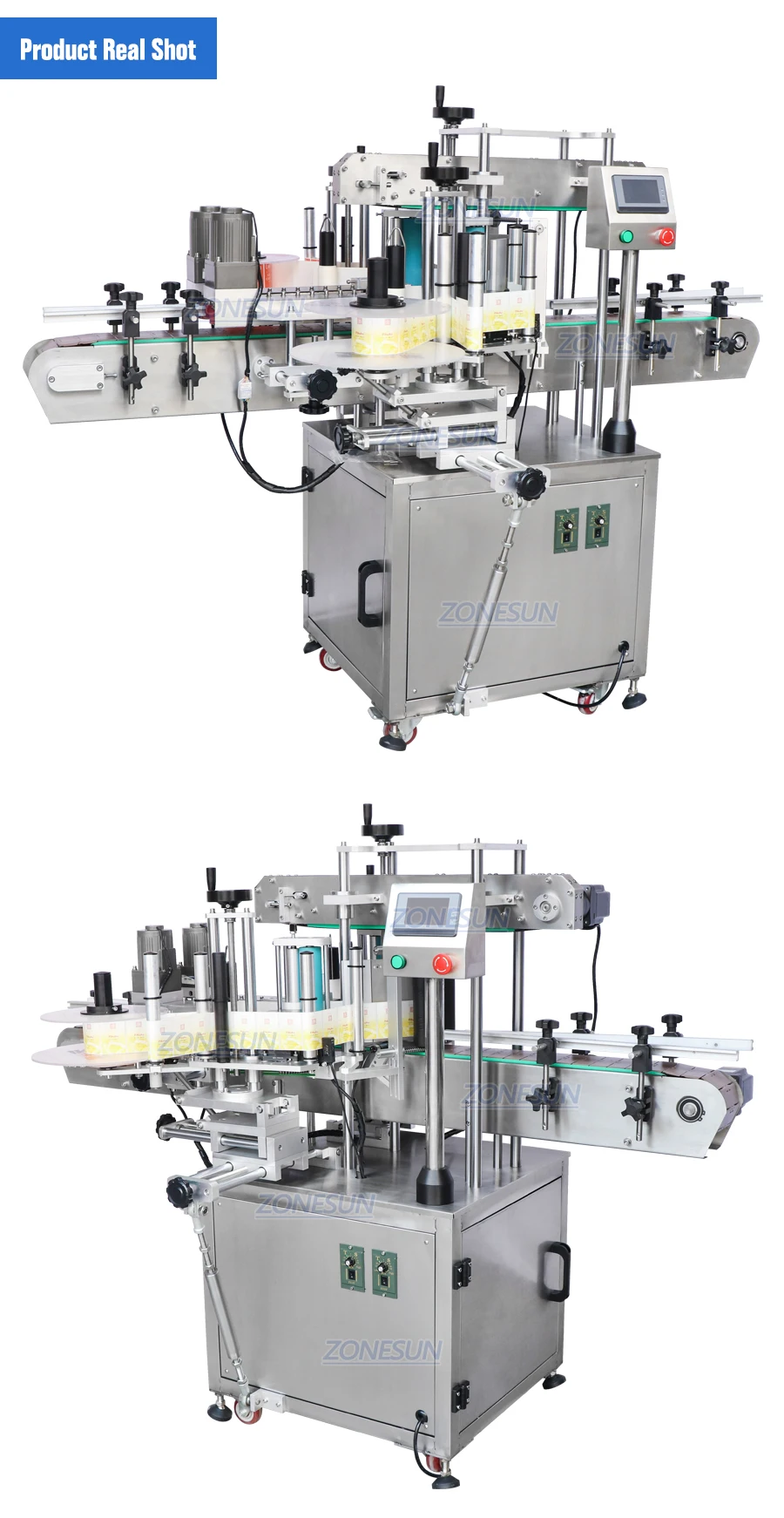 Zonesun Automatic Flat Surface Oval Glass Square Bottles Self Adhesive