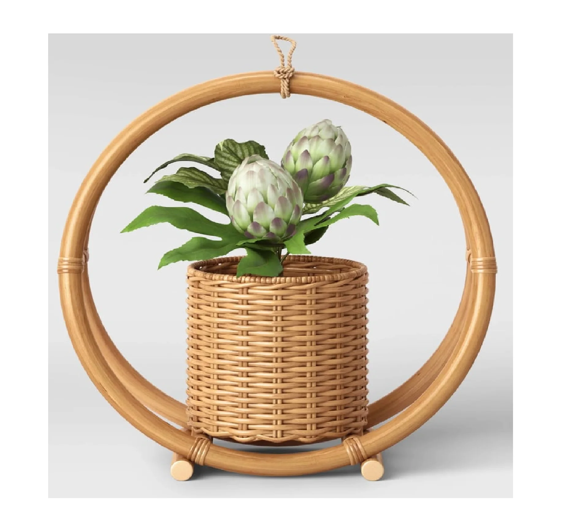 Natural Rattan Hanging Plant Basket Indoor And Outdoor Home Decor