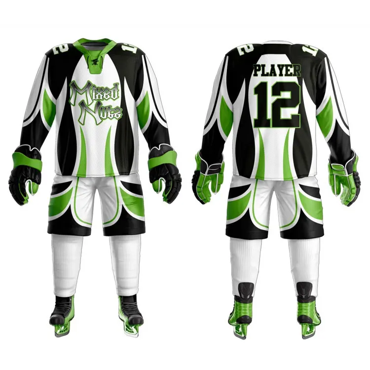 Custom Hockey Jerseys with Tackle Twill Patches Sublimated Ice
