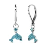 Brass 18k White Gold Plated Children Earrings Blue