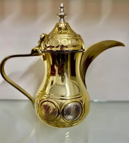 Carved Arabic Dallah Brass Steel Coffee 