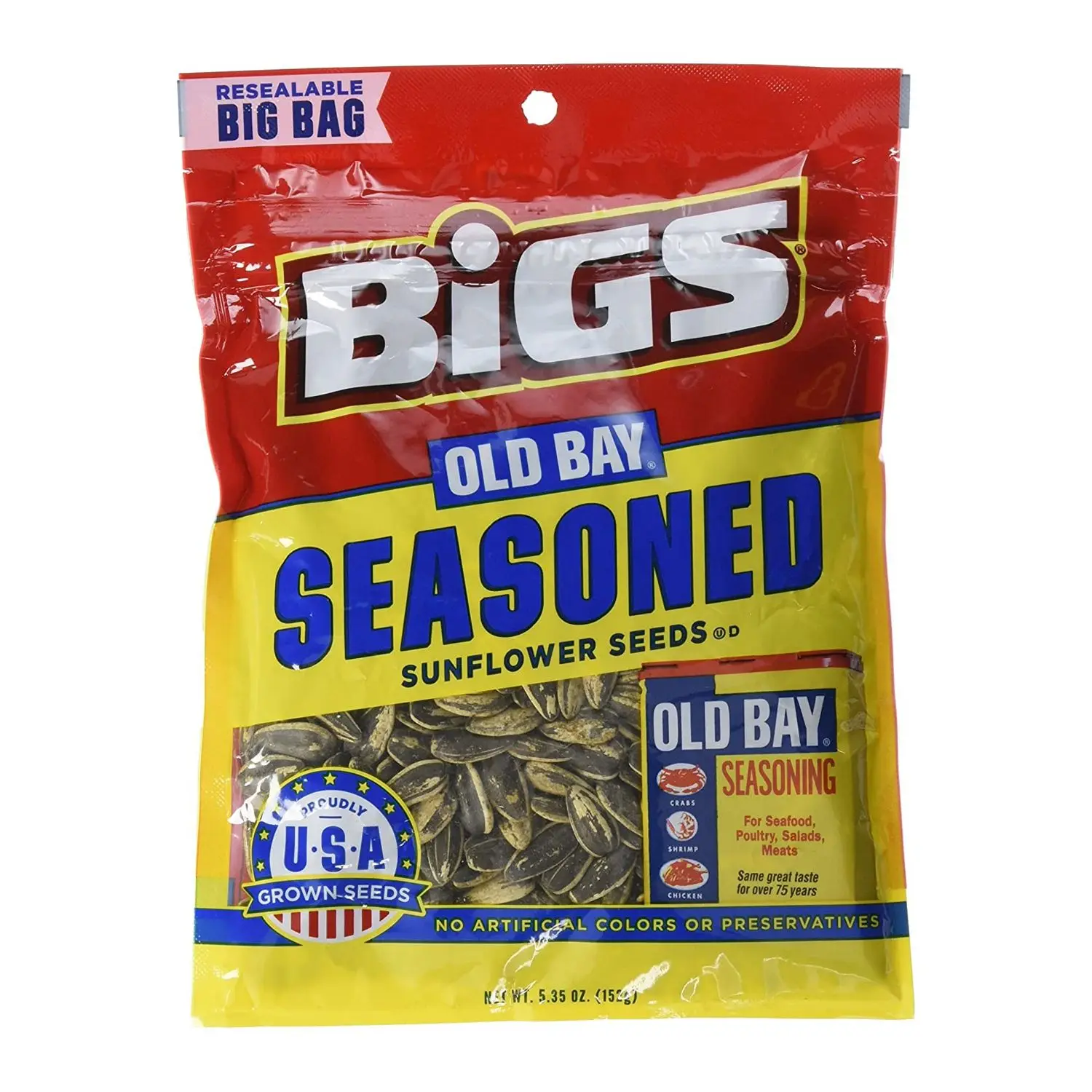 Bigs Old Bay Catch Of The Day Seasoned Sunflower Seeds,5.35 Ounce (1