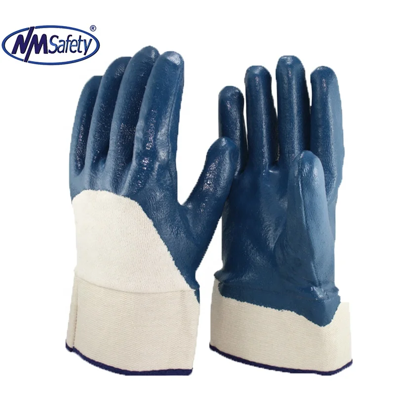 Nmsafety Ansi Nitrile Coated Gloves Oil Gas Blue Ppe Mining Glove