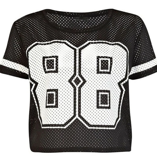 Sportswear Cropped Mesh Football Jersey Womens Short Sleeve Crop Mesh