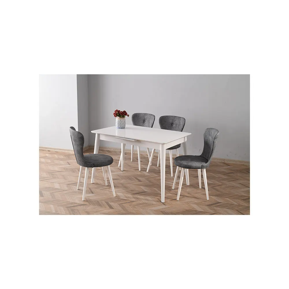 White Table With 4 Grey Chairs European Style Dining Table And Chair Set Dining Room Set Me 1106 Venus Table 2111 Loren Chair Buy European Simple Style Metal Frame Marble