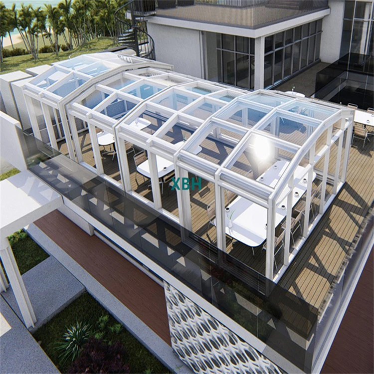 Outdoor Retractable Pool Swim Cover, Polycarbonate Arch Roof Enclosures