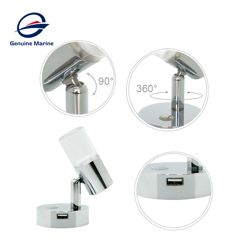 European Crystal Dimmer Light Camper Car Rotation Reading Light For RV Caravan Motorhome