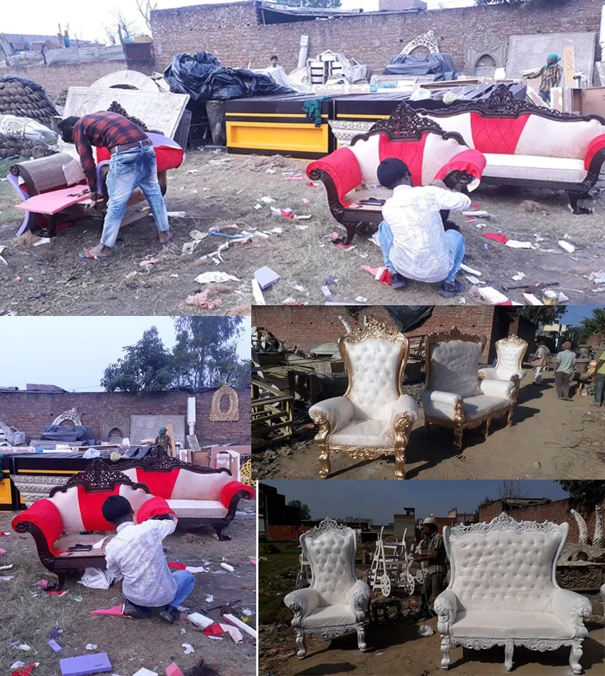 Victorian Vintage Classic Solid Wood Carved Luxury Tufted Button Living