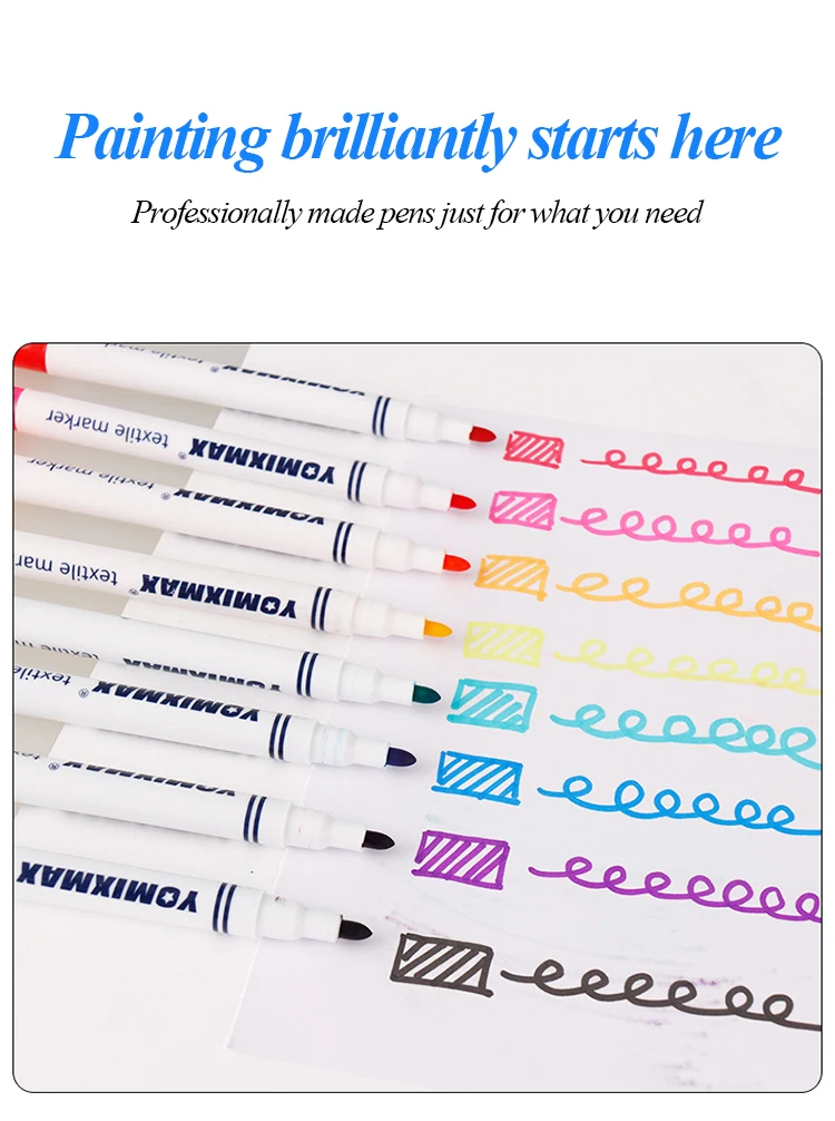 Yomixmax  12/box 12 Colours Permanent Waterproof Non-toxic Textile Fabric Marker Pen DIY Painting Shoe and t Shirt
