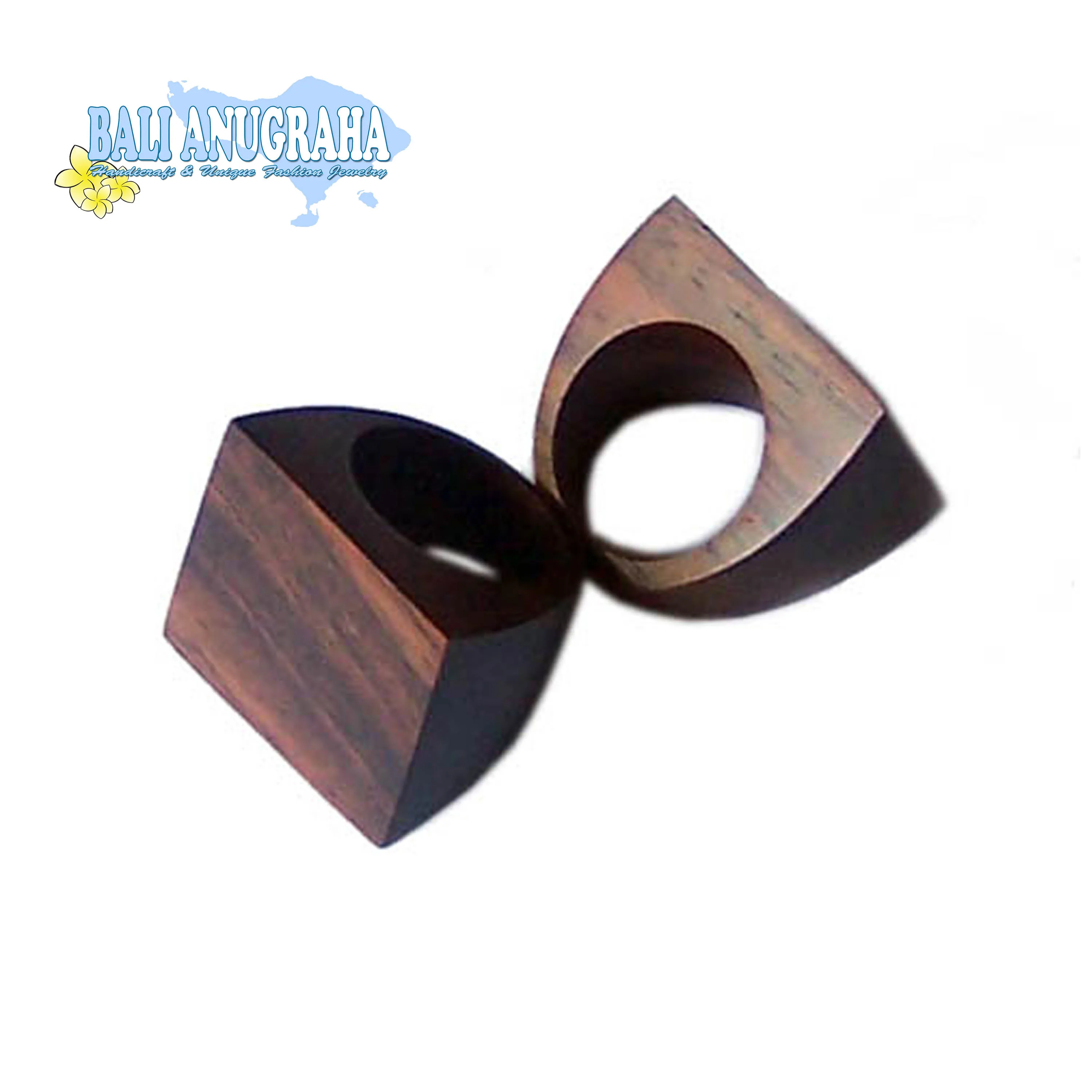OVAL Top Finger Ring Solid Sono Wood