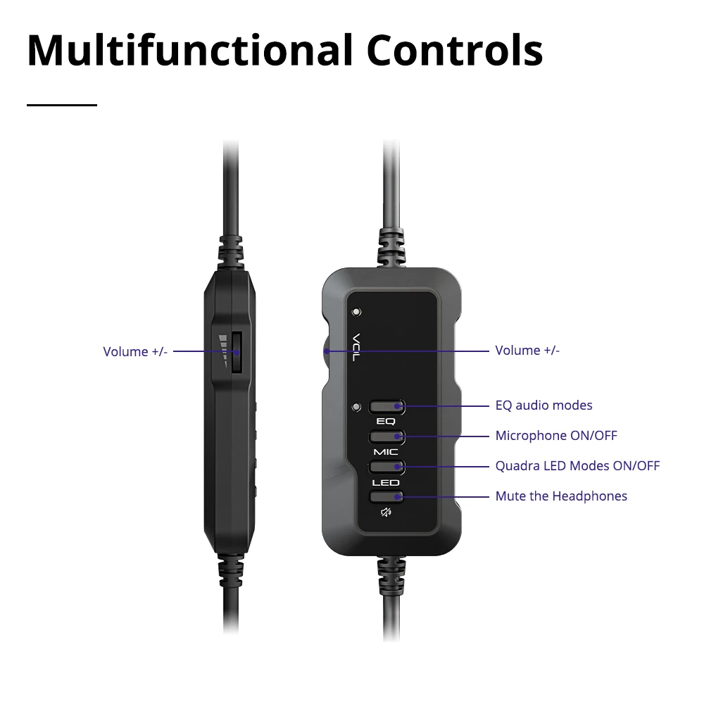 Tronsmart 스파클 게임 헤드폰 마이크 가상 7.1 게임 헤드셋 RGB 조명 표준 USB 포트 헤드셋 EQ 모드
