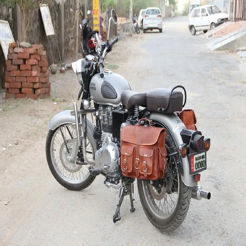 Source Real Handmade Goat Leather 15 Inch Motorcycle Messenger Bag