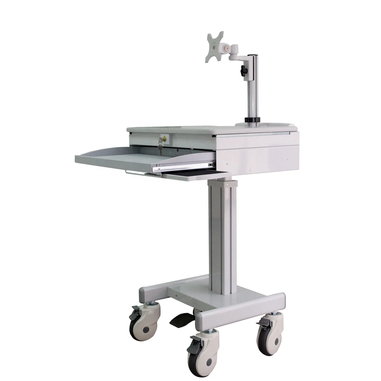 Hospital Medical Trolley Monitor Computing Cart Workstation With Lcd