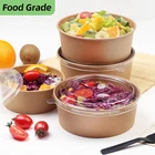Bowl Fruit 500ml 750ml 1000ml 1100ml 1300 Ml 1500ml Take Away To Go Craft Paper Bowl Salad Bowl Fruit Vegetable Packaging Cup Food Grade