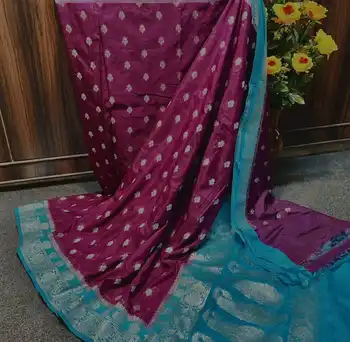 Banarasi handloom kathan silk saree with silver zari work