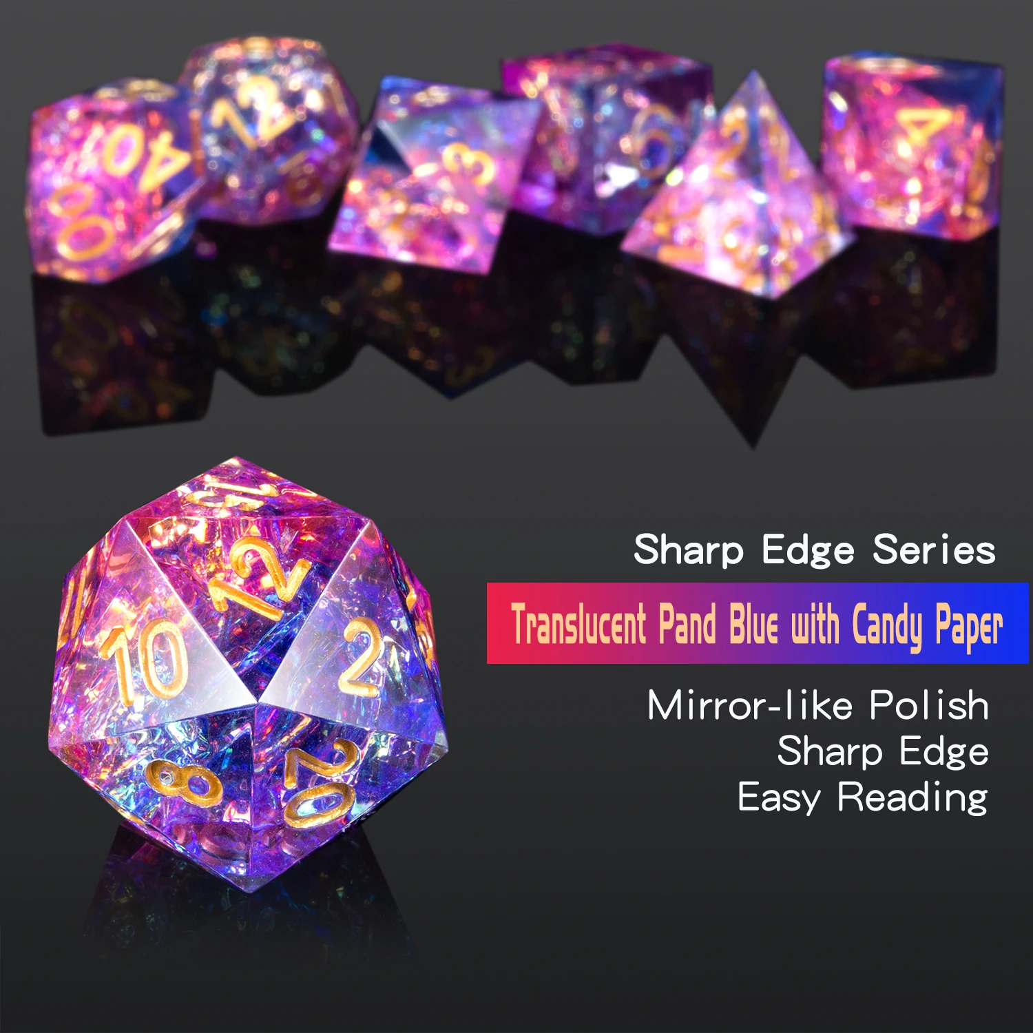 Best Selling Edge Sharp Edge Resin Dice Set Custom Polyhedral Dnd Dice