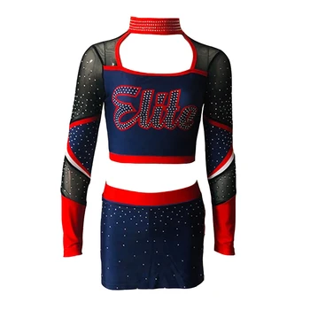 Sexy Straps Cheerleading Uniforms Rhinestonestop Sparkle Long Sleeve ...