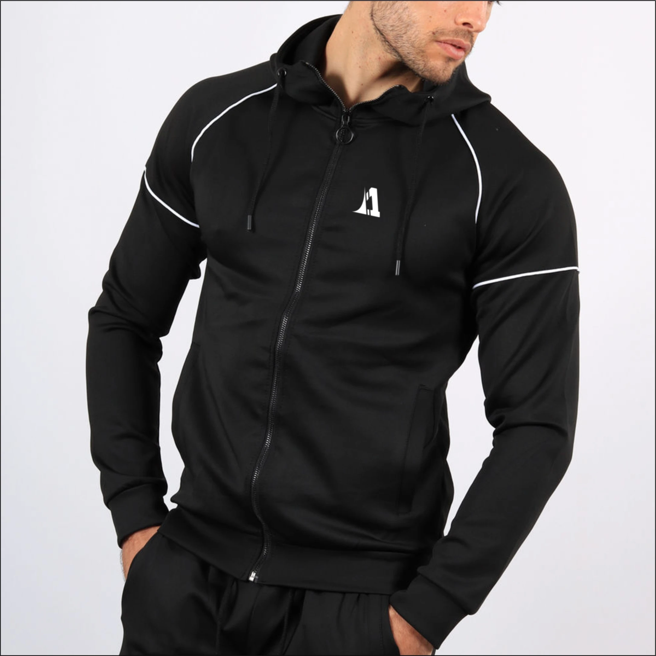 OEM Custom Embroidery Logo Mens Tracksuit Men Jacket Suit Slim Fit Streetwear by ONE APEX