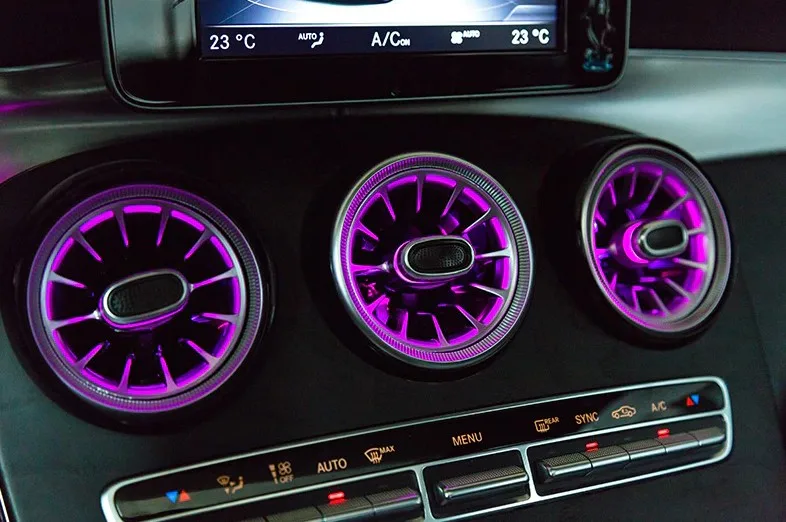 Kit Lumière Ambiante LED Pour Grilles D'aération Mercedes - 64 Couleurs - Compatible Classe C & GLC 2019-2021 - 6