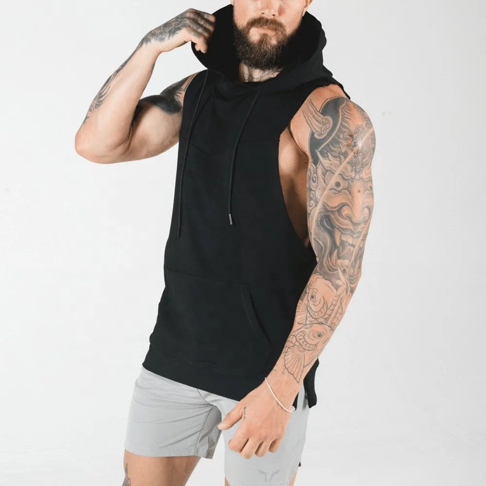 sleeveless workout moletom com capuz