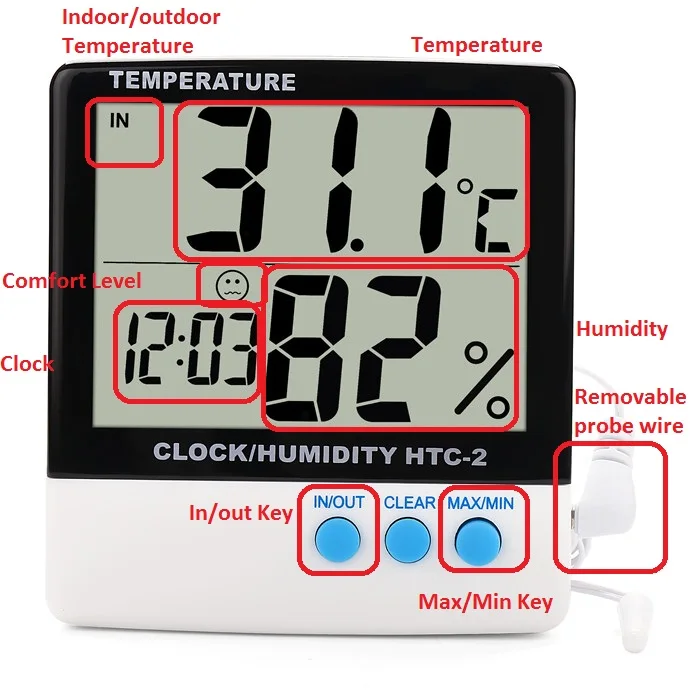 Easy-to-Read Wall-Mounted Indoor/Outdoor Thermometer