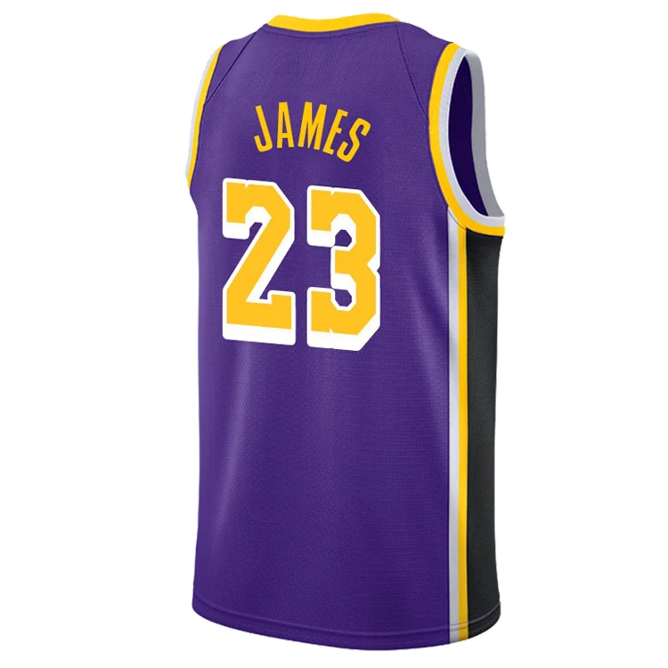 Wholesale Retro jerseys 18-19 Embroidered #23 Men's Laker James Purple/Blue  Basketball Jersey/Uniform From m.