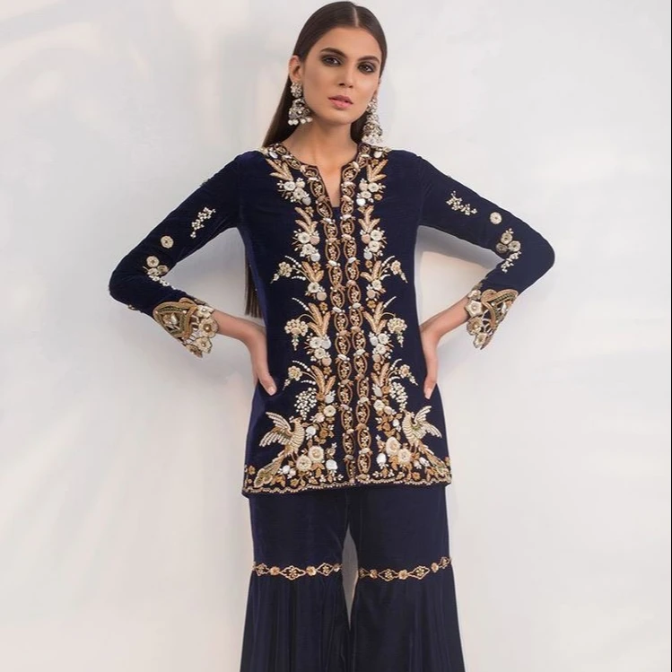 velvet kurti with sharara