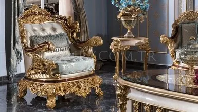 Мебель для гостиной Selena из массива дерева с резным и золотым
