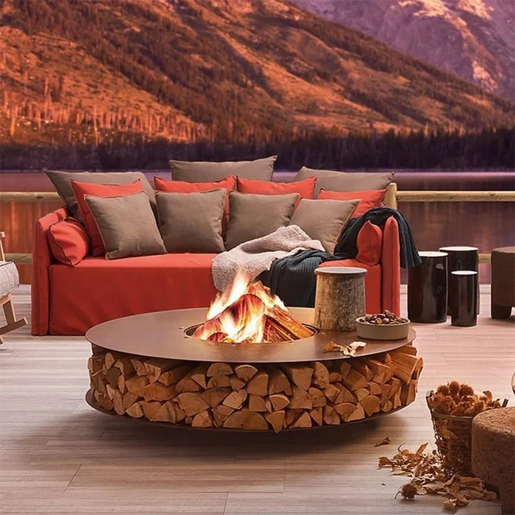 Outdoor Smokeless Fire Pit Table Patented Item Gnof013 Corten Steel