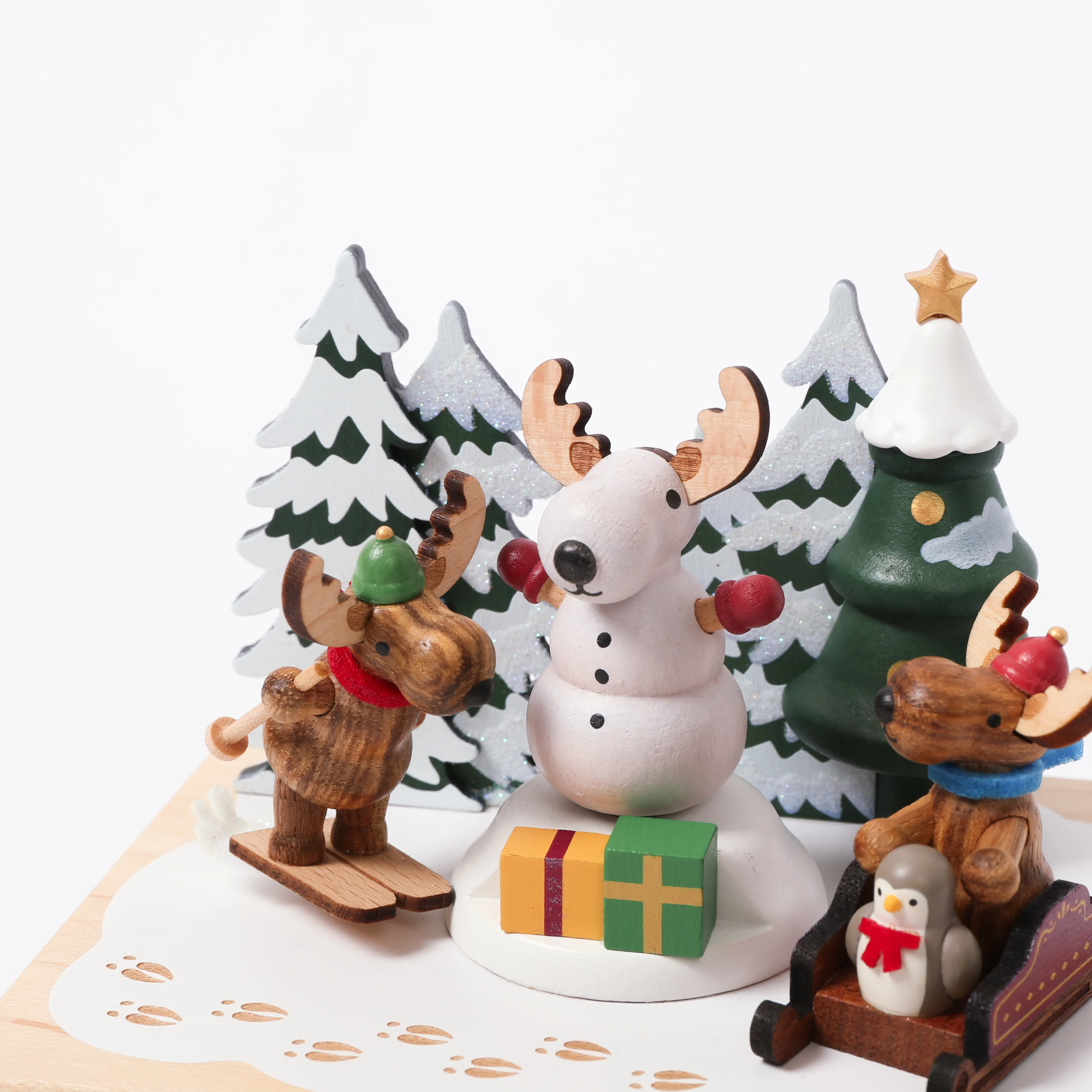 ホリデーギフト素晴らしい生活木製18ノート手クランクオルゴール