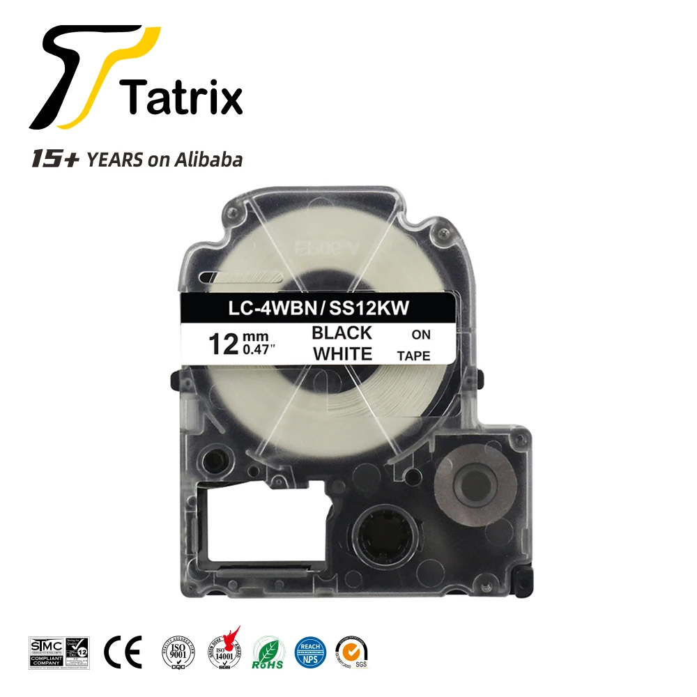 Tatrix RTS SS12KW LC-4WBW LC4WBN 12 мм черный на белом фоне совместимый картридж ленты ярлыка для Epson для KING Джим принтер этикеток клейкая лента