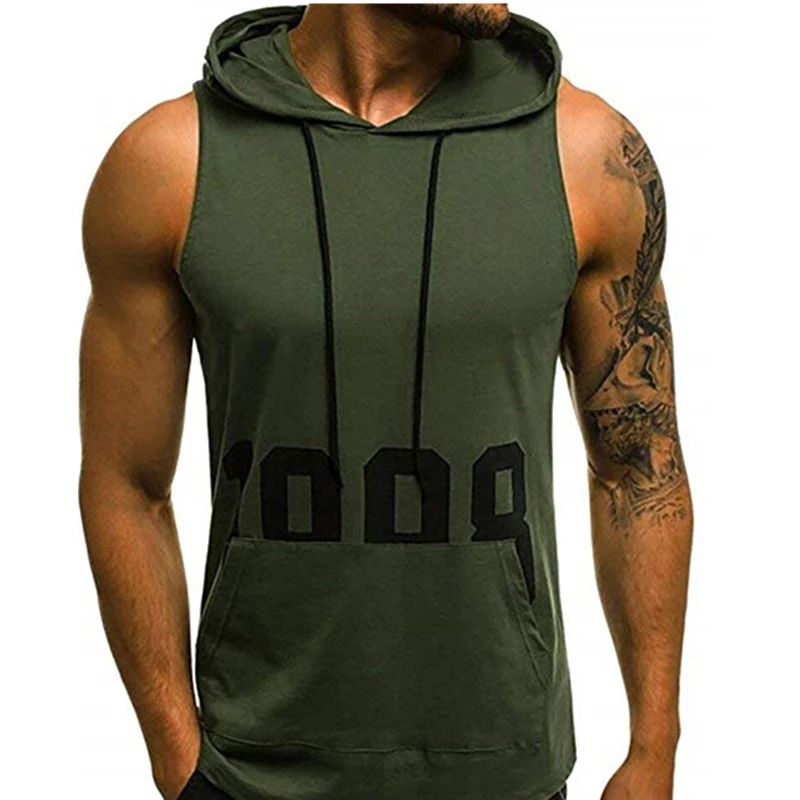 Men Hoodies Tank Top Sleeveless Muscular Gym Sport Slim Vest ...