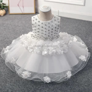 MQATZ High Quality Baby Embroidery Christening Dress Flower Newborn Gown White Infant Girl Baptism Dresses