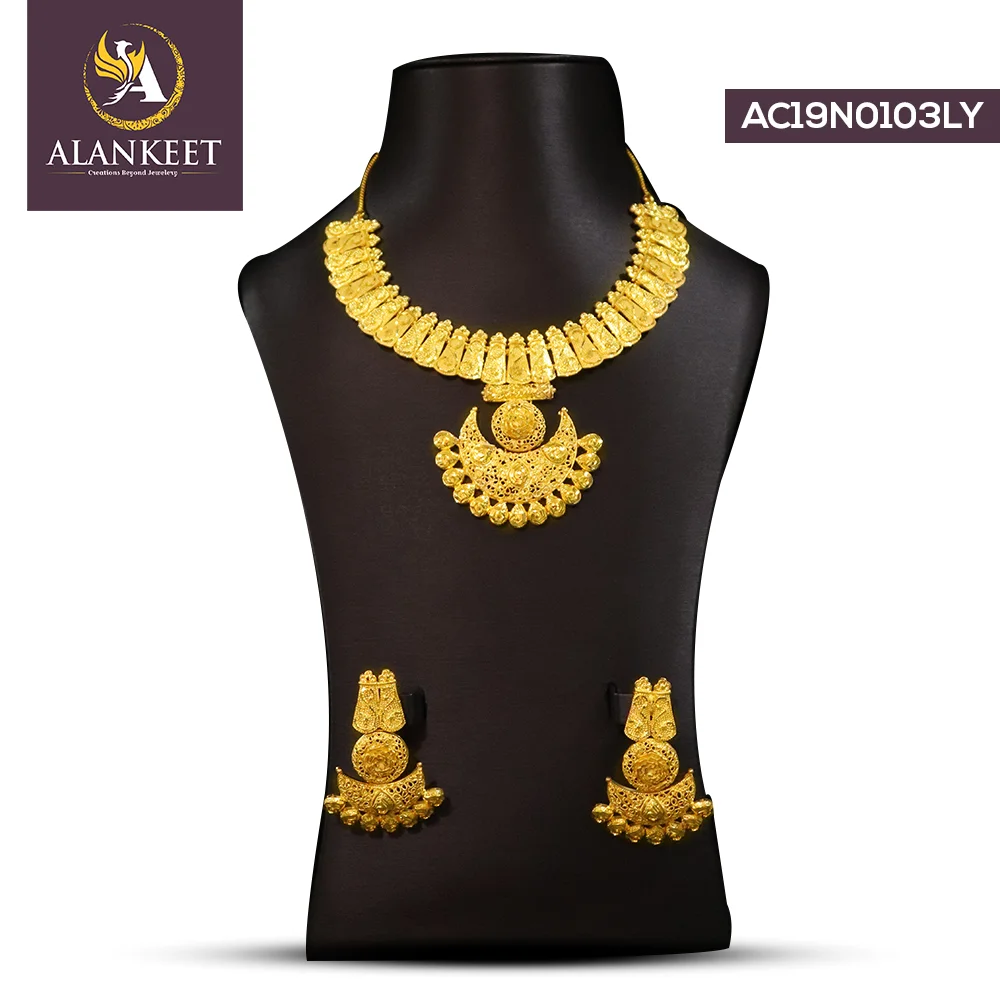 indian gold plated necklace set with earring costume jewellery chain 