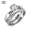 Set di anelli di fidanzamento in argento sterling 925 placcato in oro bianco 18k