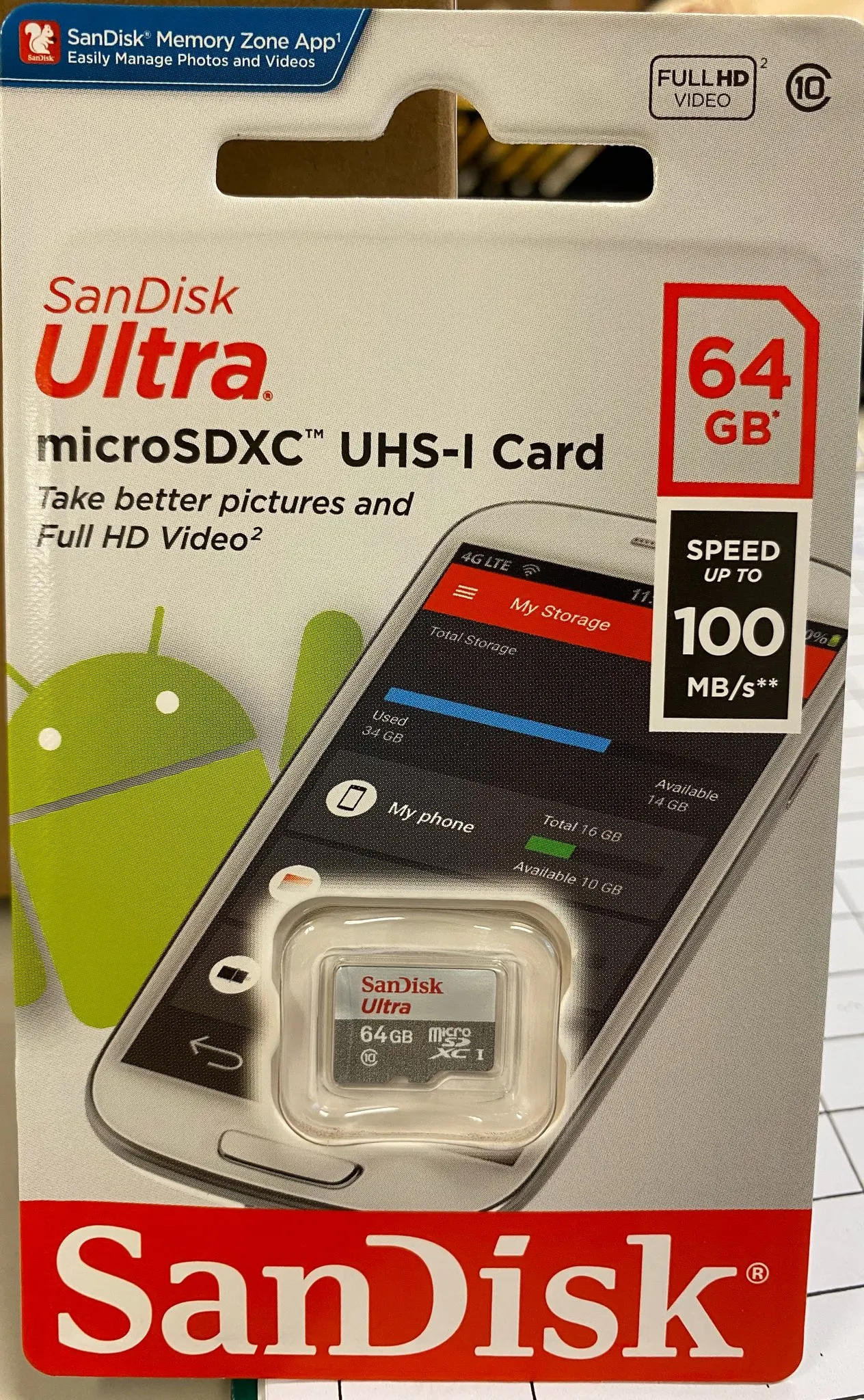 100 Original Sandisk Ultra 100mb/s Sdsqunr 64gb Memory Micro Sd Card