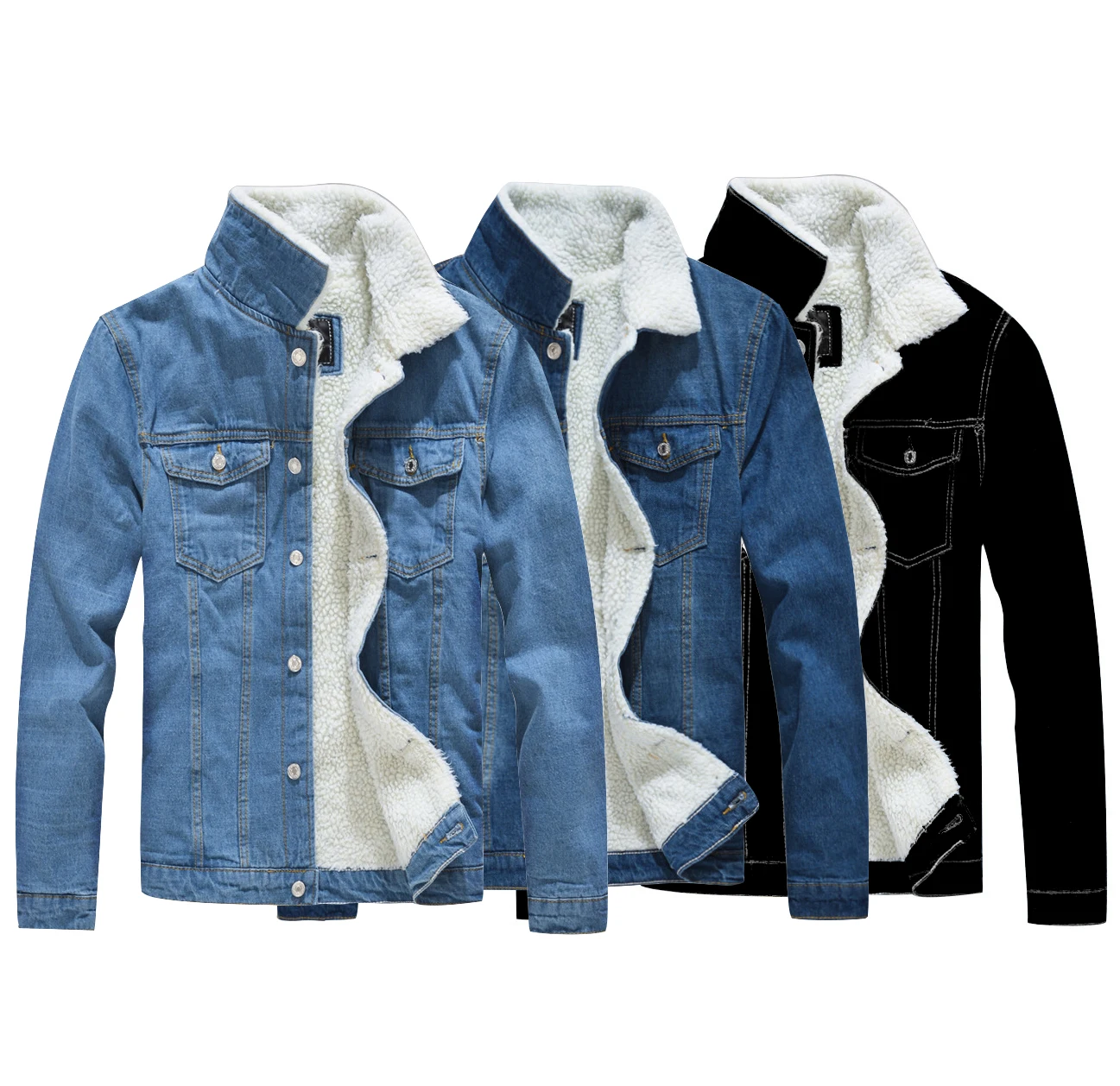 Fashion Classic Mens Denim Autumn Winter Casual Bomber Jacket Printed Nonwoven 2pcs_voghion.com