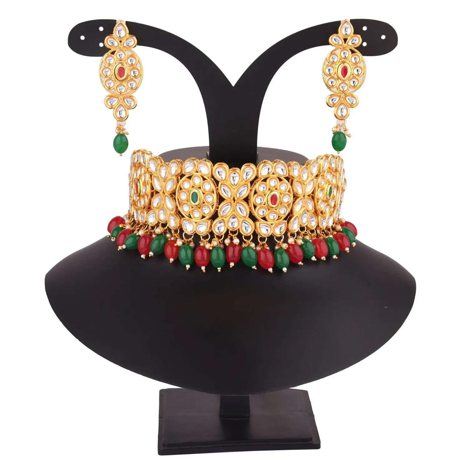 Indian Jewellery Manufactures Kundan Faux Pearl Gold Plated Bridal