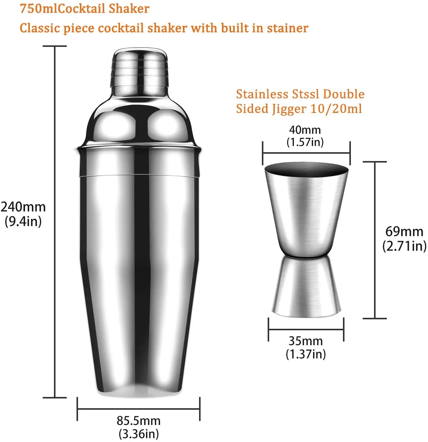 Buy Wholesale China 700ml Stainless Steel Shakers Set Per Shaker Kit  Cocktail Shakers Bar Tools Wine Shakers F & Stainless Steel Cocktail  Shakers at USD 6
