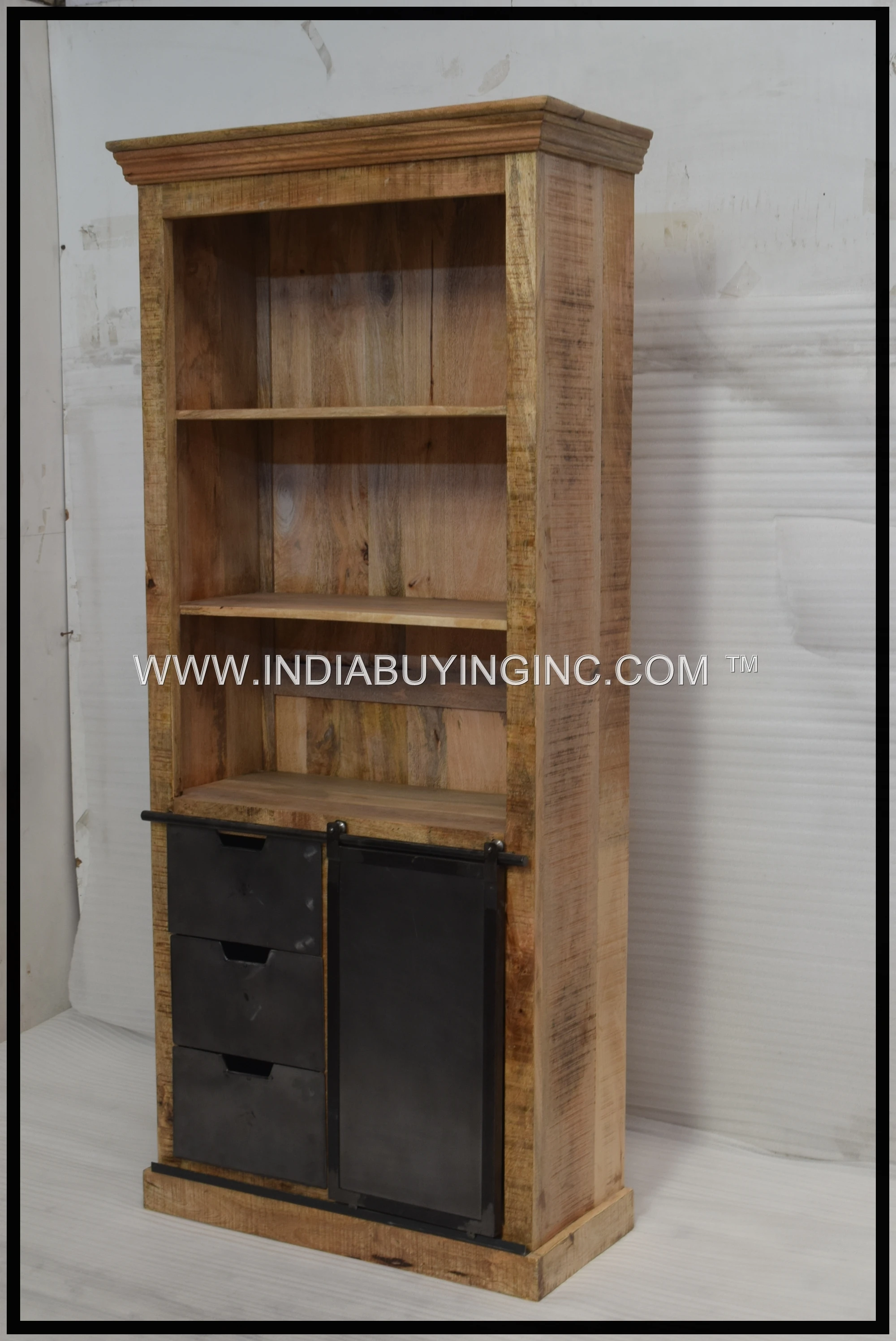 Хит продаж, шкаф для хранения стеклянных дверей из массива манго, изготовленный из высококачественного железа и дерева для дома и отеля