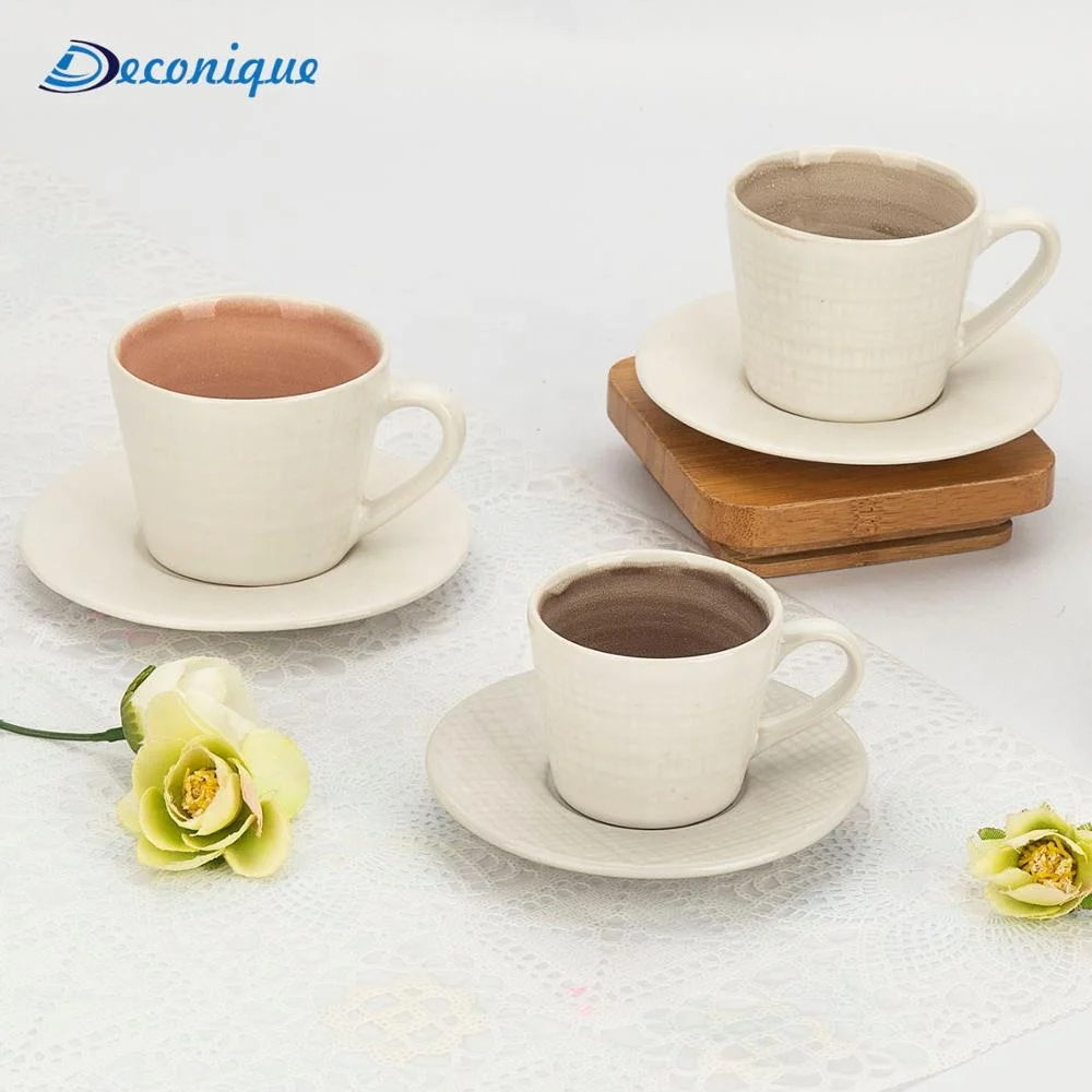 glaze mug set series coffee tea stoneware mug with saucer custom