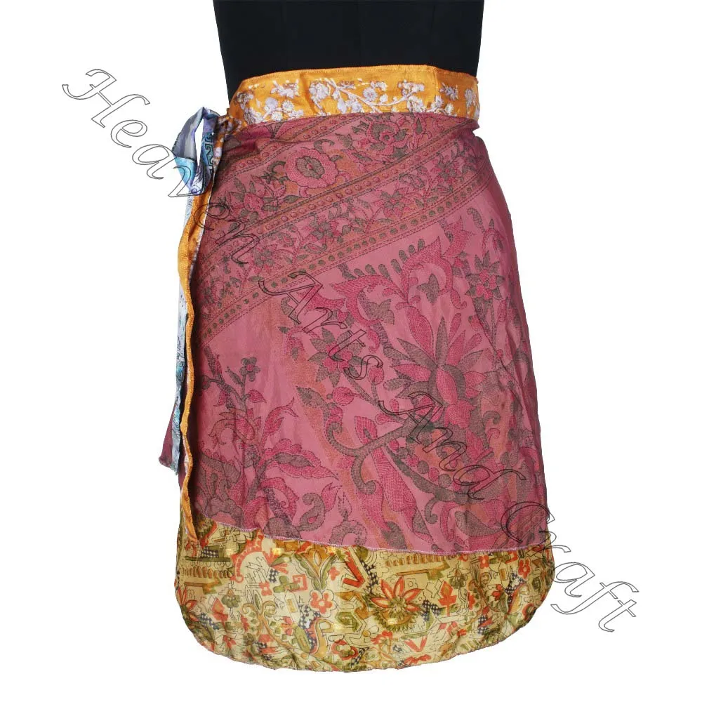 Valentine's Wrap Sarong Wrap Mini Skirt for Goa Gypsy Hippie Boho Indian Retro Silk Casual Magic Wrap Short Skirt