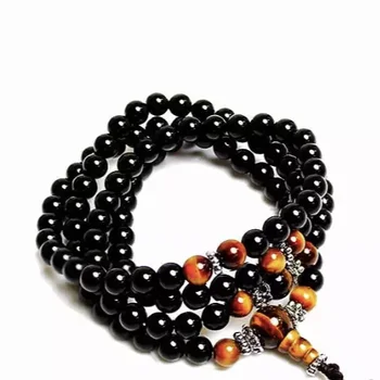 BLACK TOURMALINE & TIGER EYE AGATE MALA FROM EXIS CRYSTAL EXPORTS